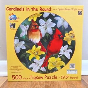SunsOut "Cardinals In The Round" 500 Piece Round Puzzle